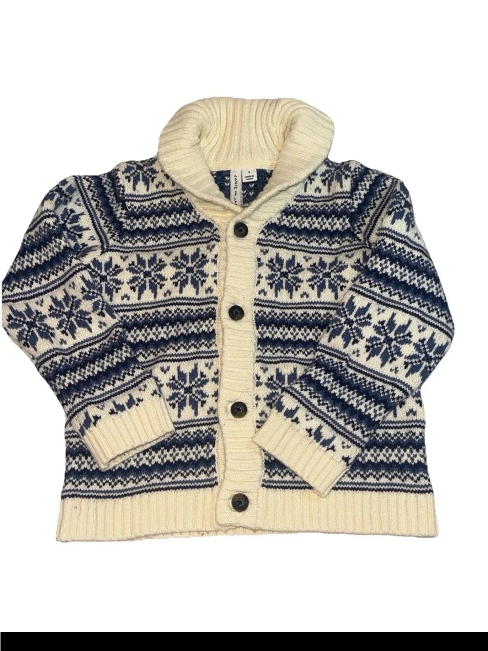 Janie And Jack The Festive Fair Isle Cardigan 3 Sweater Blue Cream